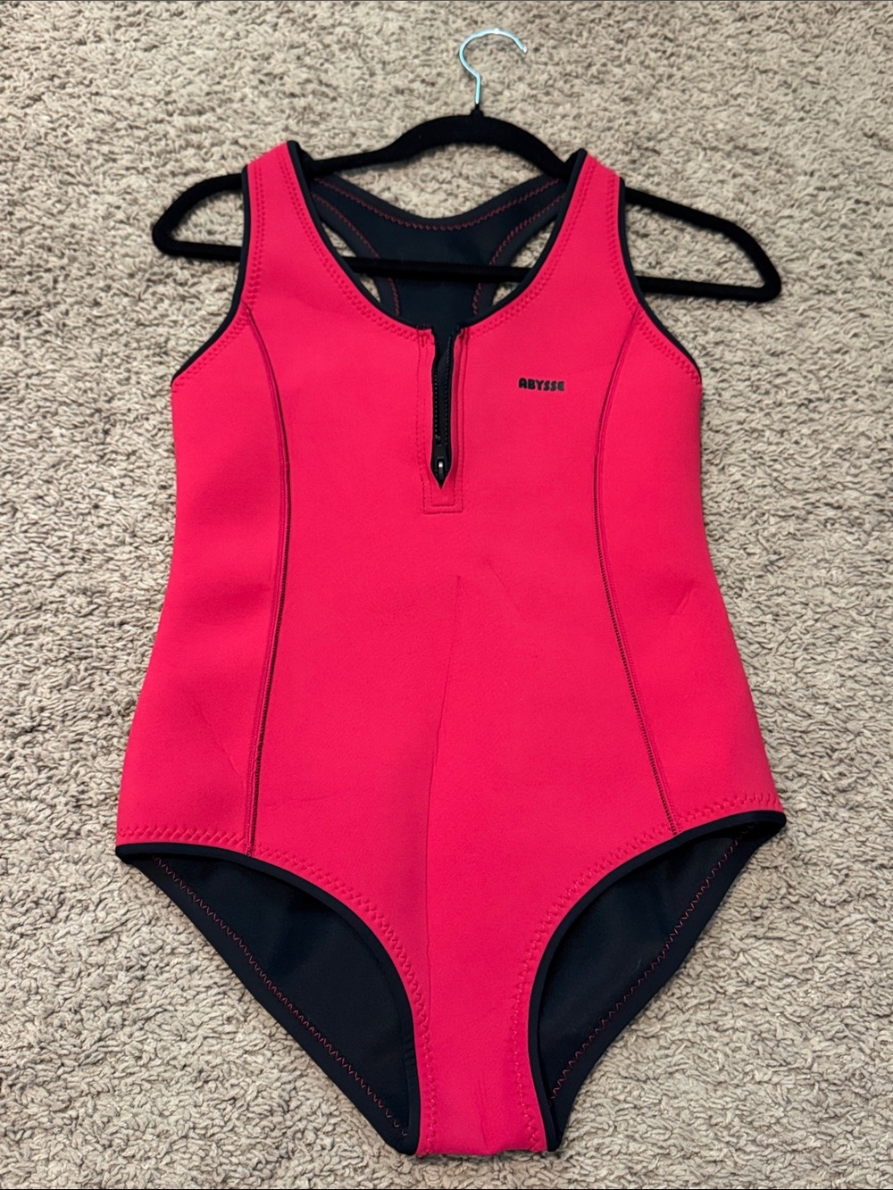 Abysse Pink Neoprene Zip-Front One-Piece Swimsuit